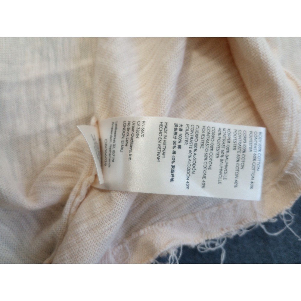 WE THE FREE Top XS FREE PEOPLE Phoebe Henley Burnout Raw Hems Cream Thumbholes - Picture 10 of 12